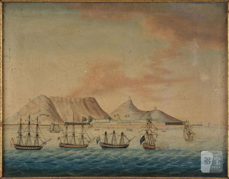 A rare Chinese Export painting of 'Table Mountain', - 图2